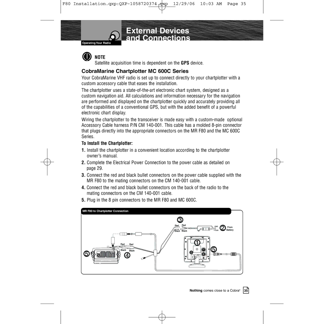 Cobra Electronics Mrf 80b owner manual CobraMarine Chartplotter MC 600C Series, To Install the Chartplotter 