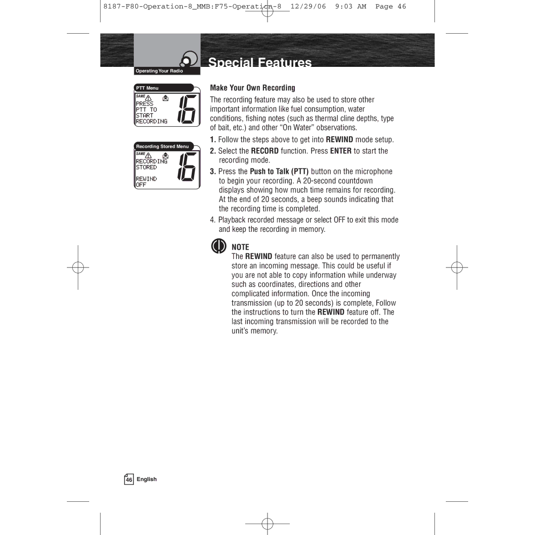 Cobra Electronics Mrf 80b owner manual Make Your Own Recording 