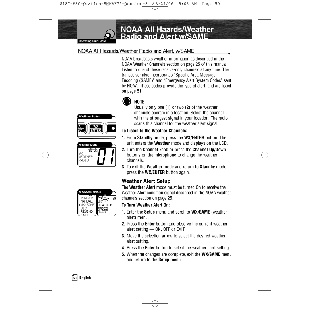 Cobra Electronics Mrf 80b Noaa All Hazards/Weather Radio and Alert, w/SAME, Weather Alert Setup, To Turn Weather Alert On 