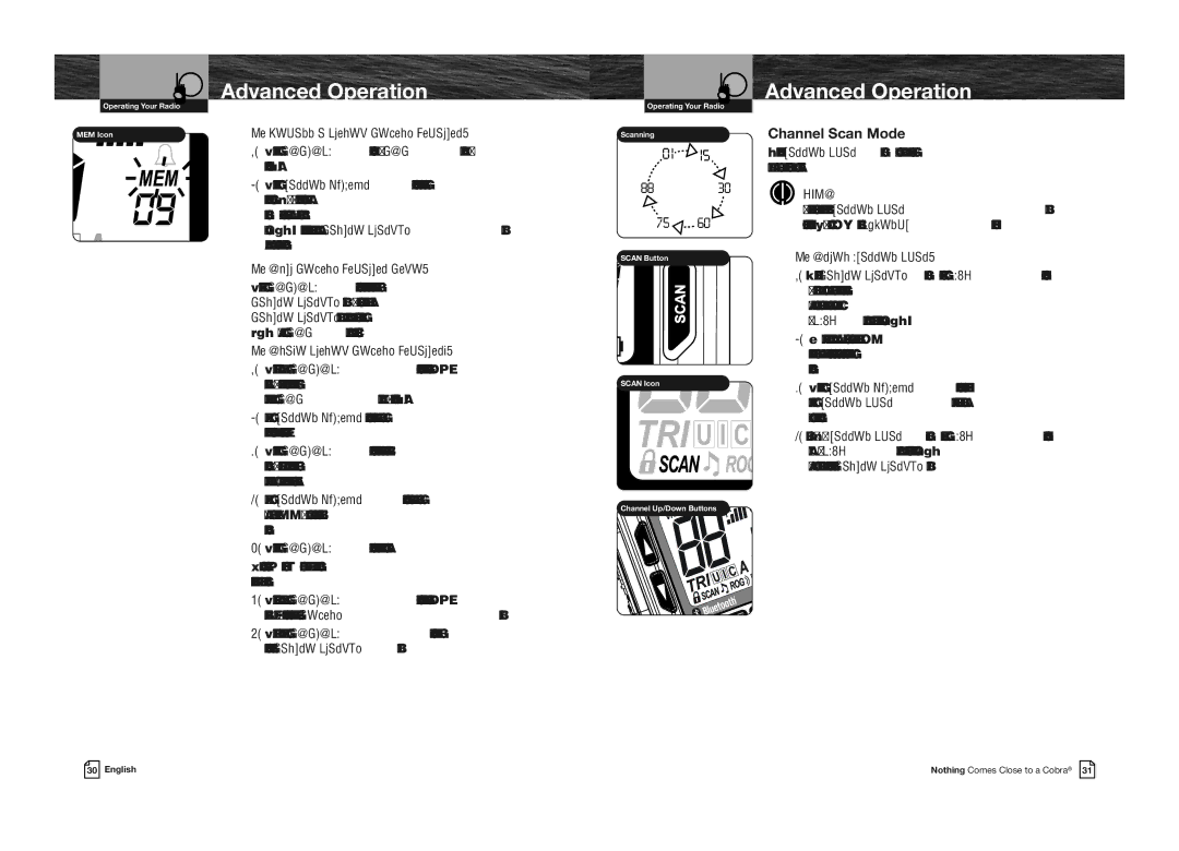 Cobra Electronics MRHH475FLTBTEU Channel Scan Mode, To Recall a Stored Memory Location, To Exit Memory Location Mode 