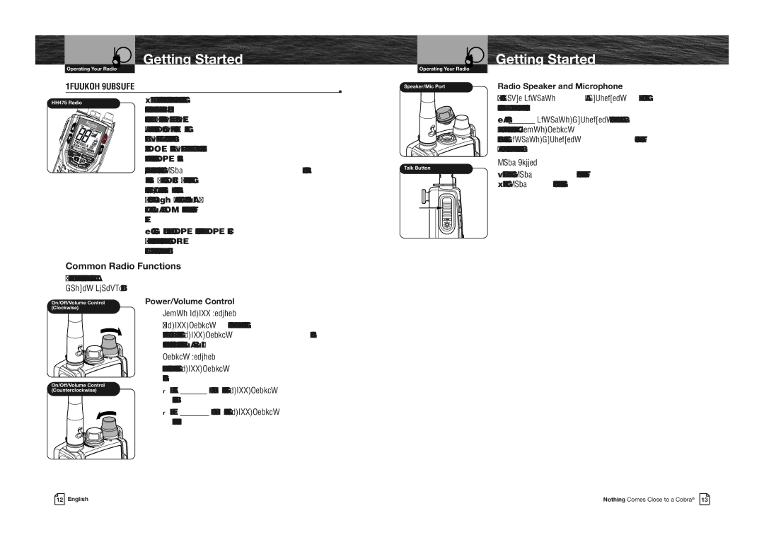 Cobra Electronics MRHH475FLTBTEU Getting Started, Common Radio Functions, Radio Speaker and Microphone, Talk Button 