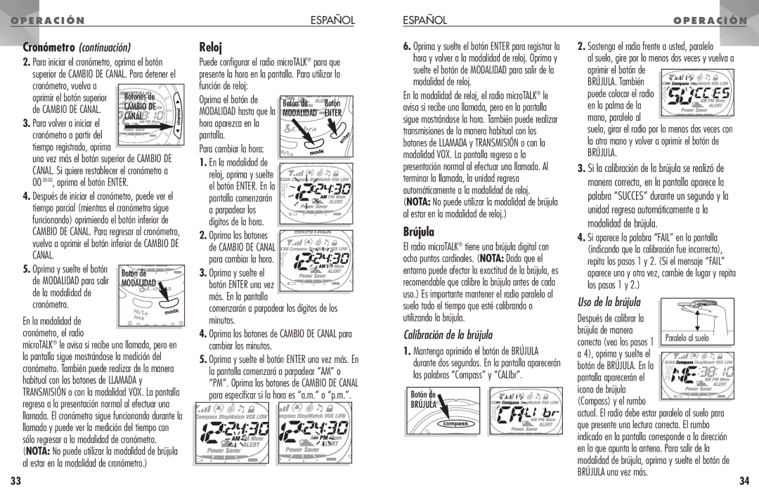 Cobra Electronics PR 1050 WX operating instructions Brújula, Canal 