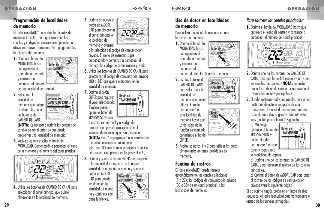 Cobra Electronics PR 1100 WX manual Función de rastreo, Cambio DE Canal, Enter 