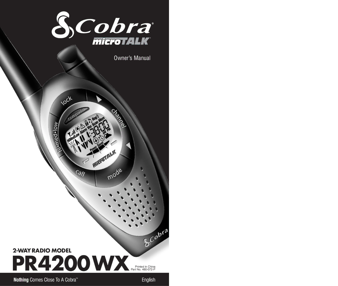 Cobra Electronics PR 4200-2 WX VP owner manual PR4200WX 