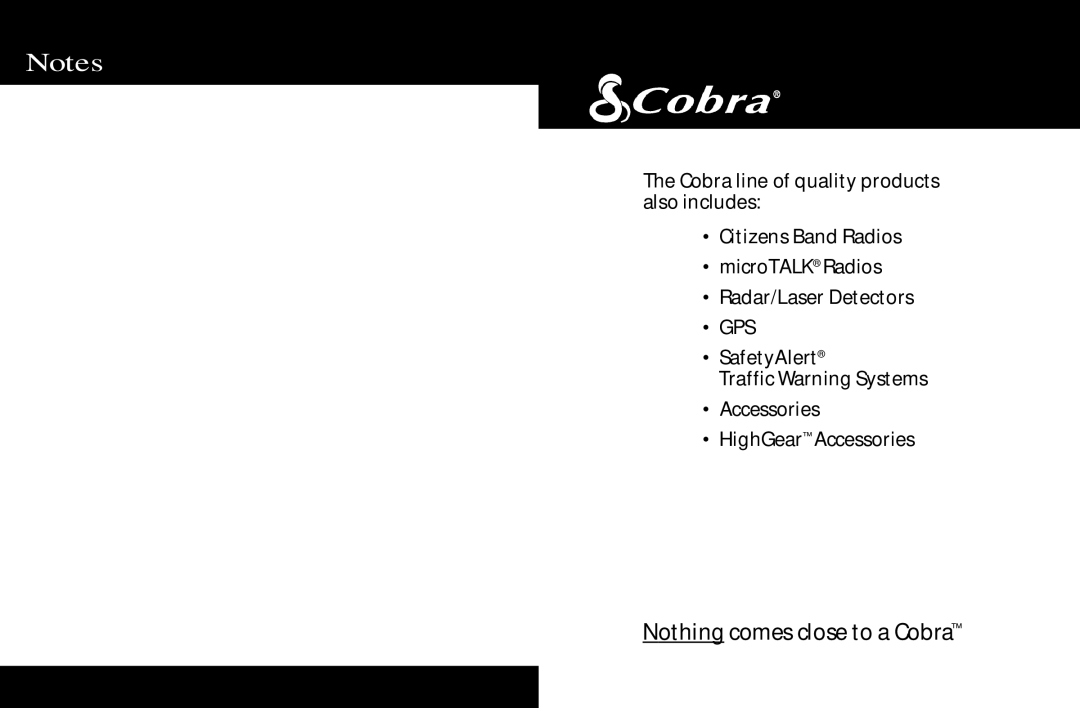 Cobra Electronics PR 900 DX operating instructions Nothing comes close to a Cobra 