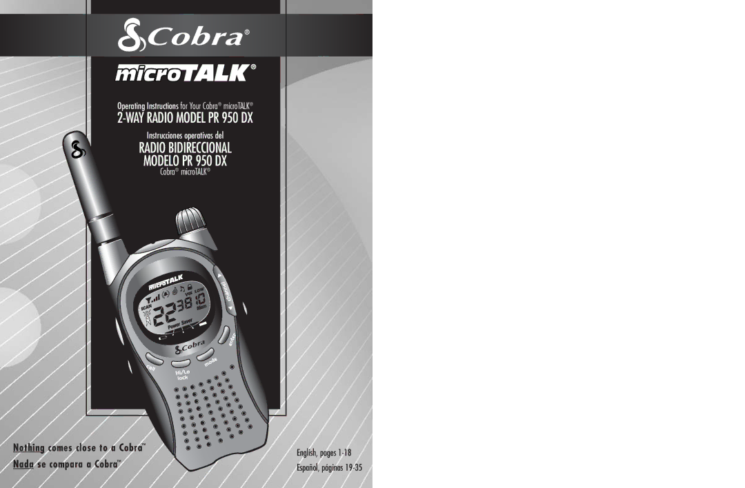 Cobra Electronics PR 950 DX operating instructions Nothing comes close to a Cobra, Nada se compara a Cobra 