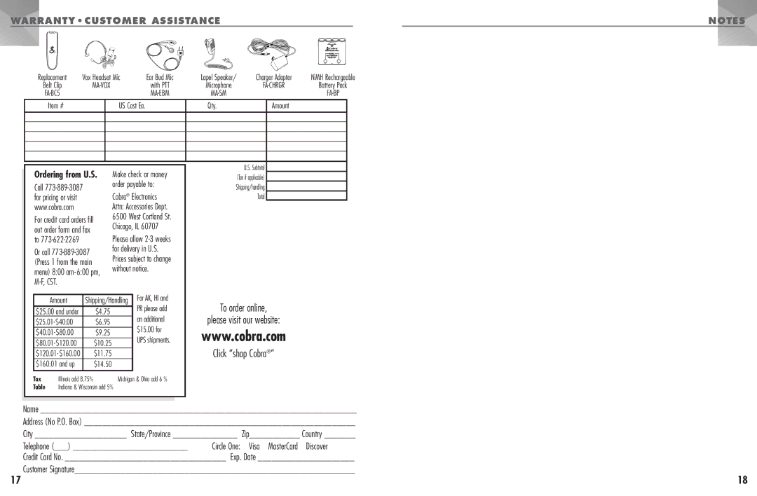 Cobra Electronics PR 950 DX operating instructions Please visit our website, Without notice, Cst, Customer Signature 