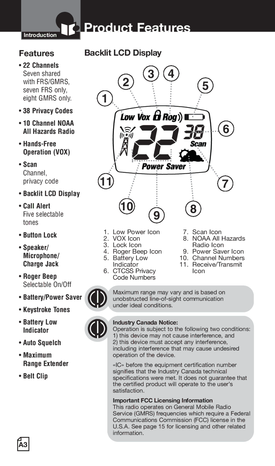 Cobra Electronics PR260 WXC owner manual Features, Belt Clip 