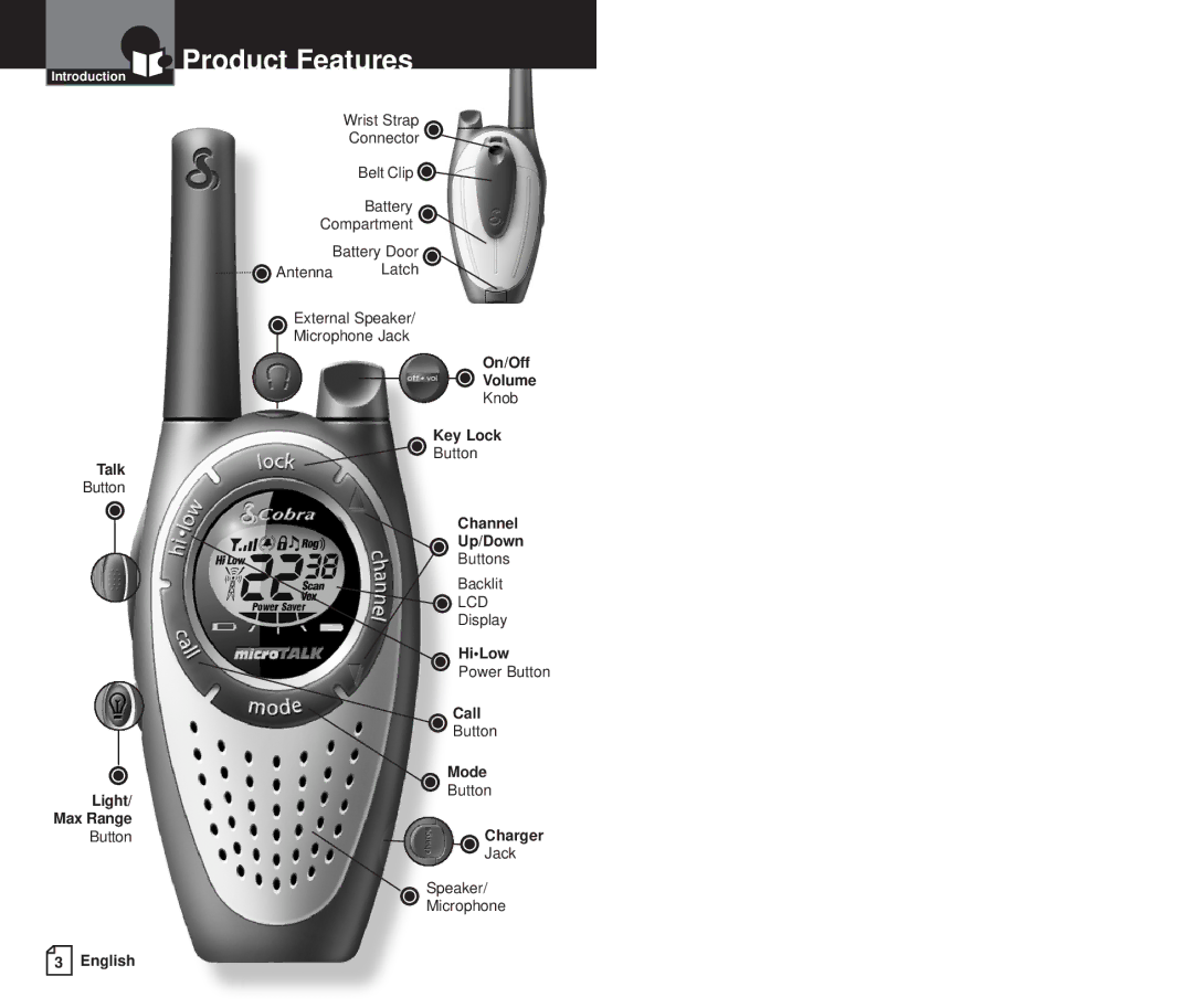 Cobra Electronics PR3000DX owner manual Product Features 