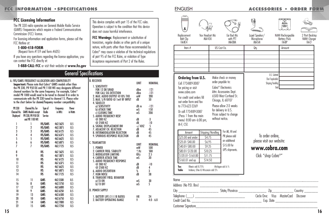 Cobra Electronics PR330 operating instructions Please visit our website 