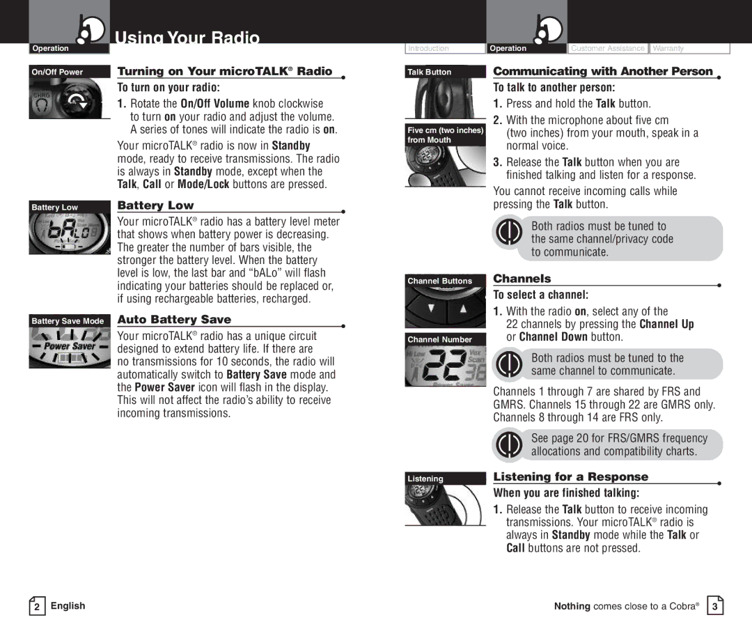 Cobra Electronics PR3500DX owner manual Using Your Radio 