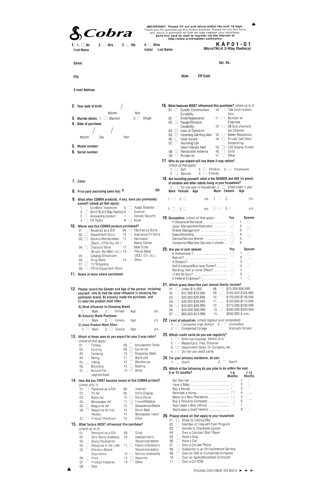 Cobra Electronics PR350WX, PR240 owner manual 