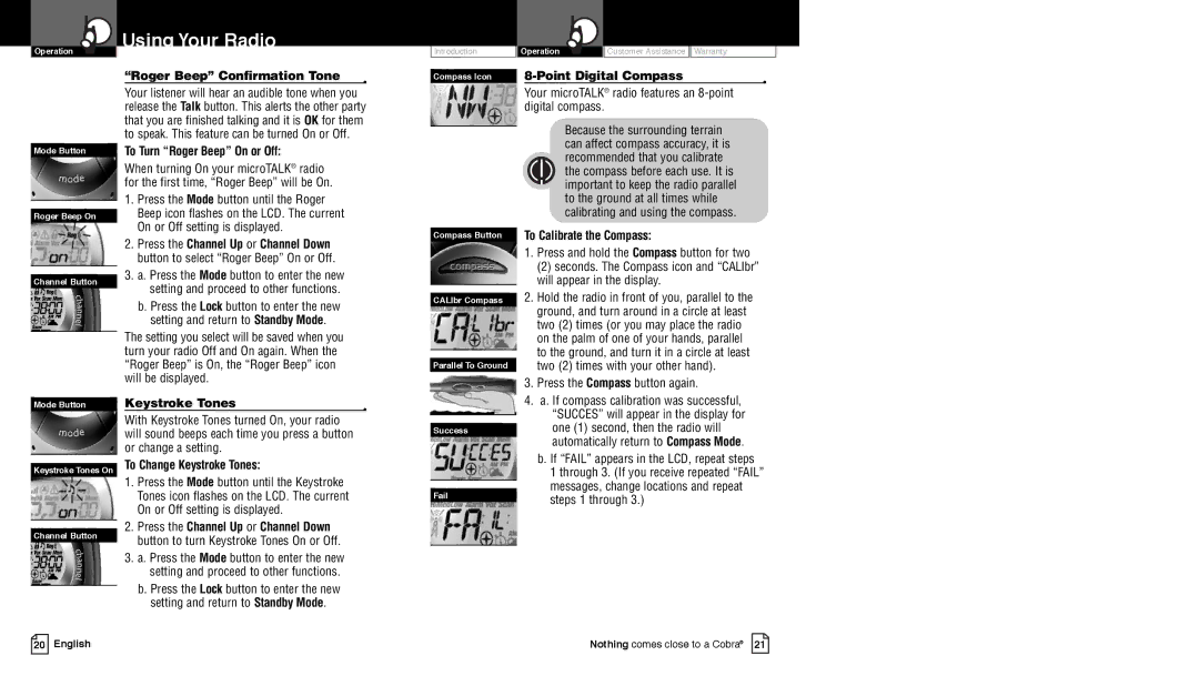 Cobra Electronics PR4250WX owner manual Keystroke Tones, Or change a setting 