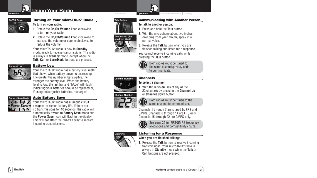 Cobra Electronics PR4700WX owner manual Using Your Radio 