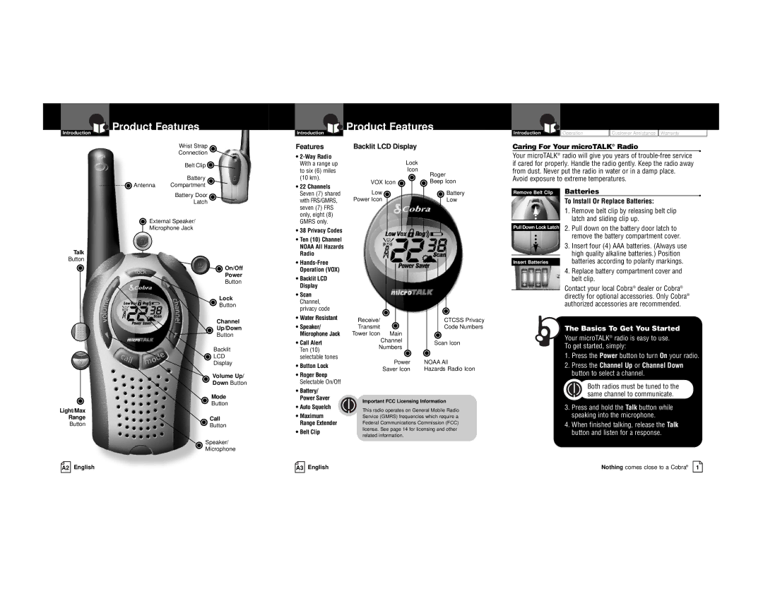 Cobra Electronics PR560WX owner manual Product Features, Avoid exposure to extreme temperatures, Basics To Get You Started 