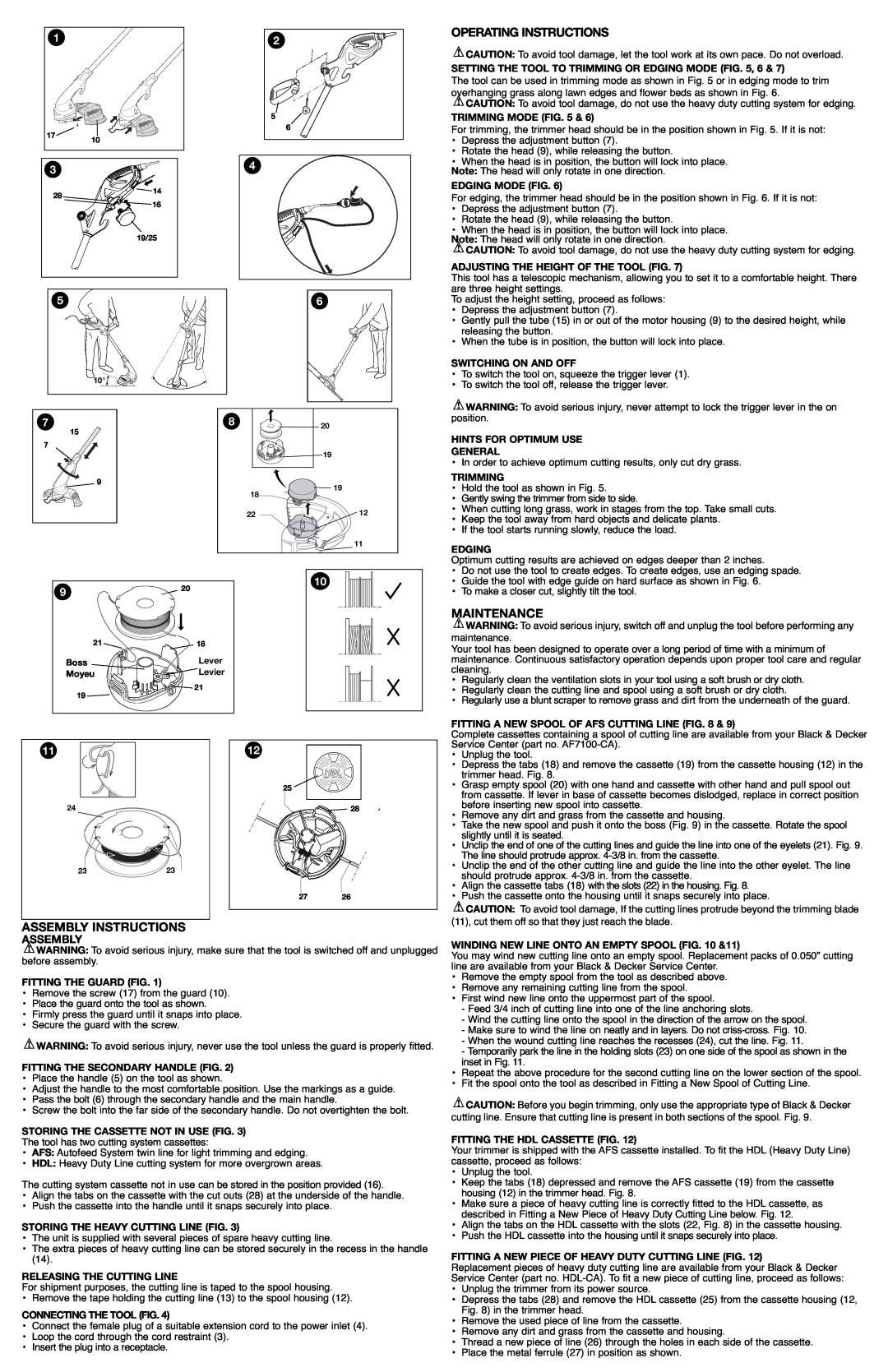 Cobra Electronics ST7100-CA instruction manual Operating Instructions, Maintenance, Assembly Instructions 