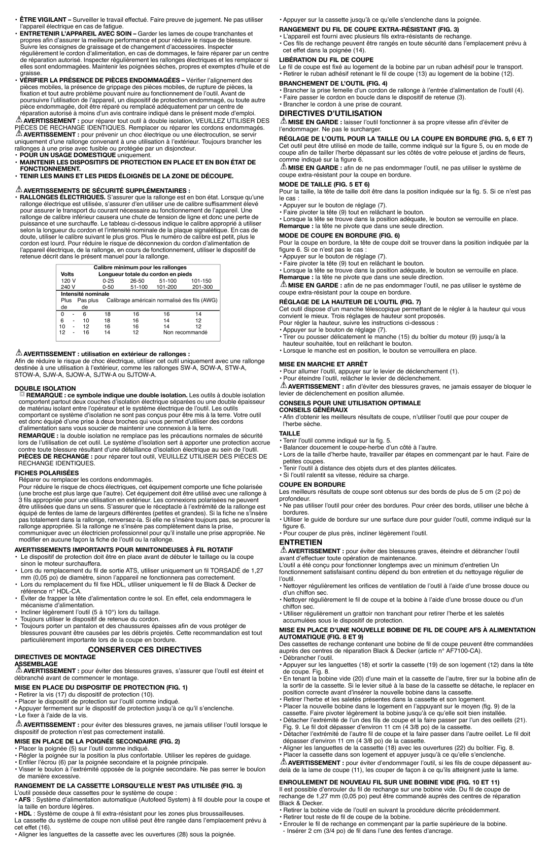 Cobra Electronics ST7100-CA instruction manual Conserver Ces Directives, Directives D’Utilisation, Entretien 