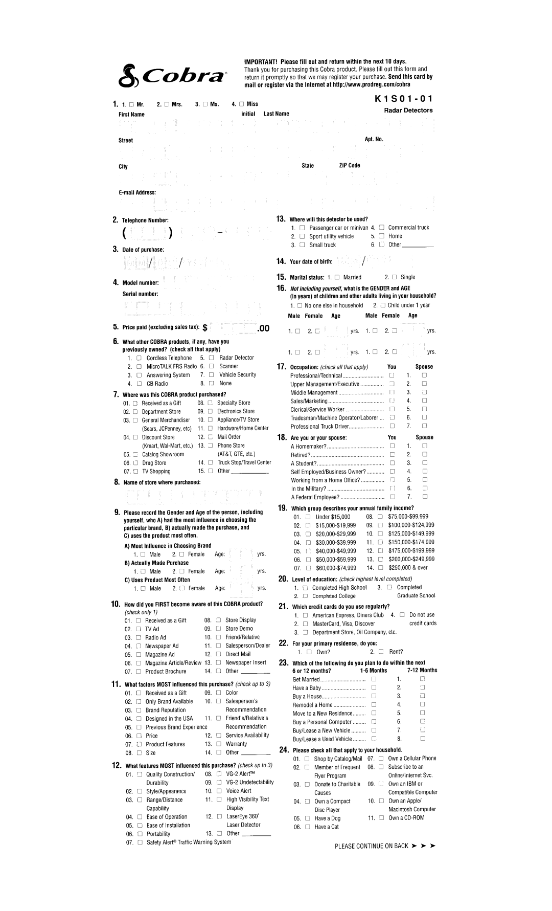 Cobra Electronics XRS 9600 operating instructions 