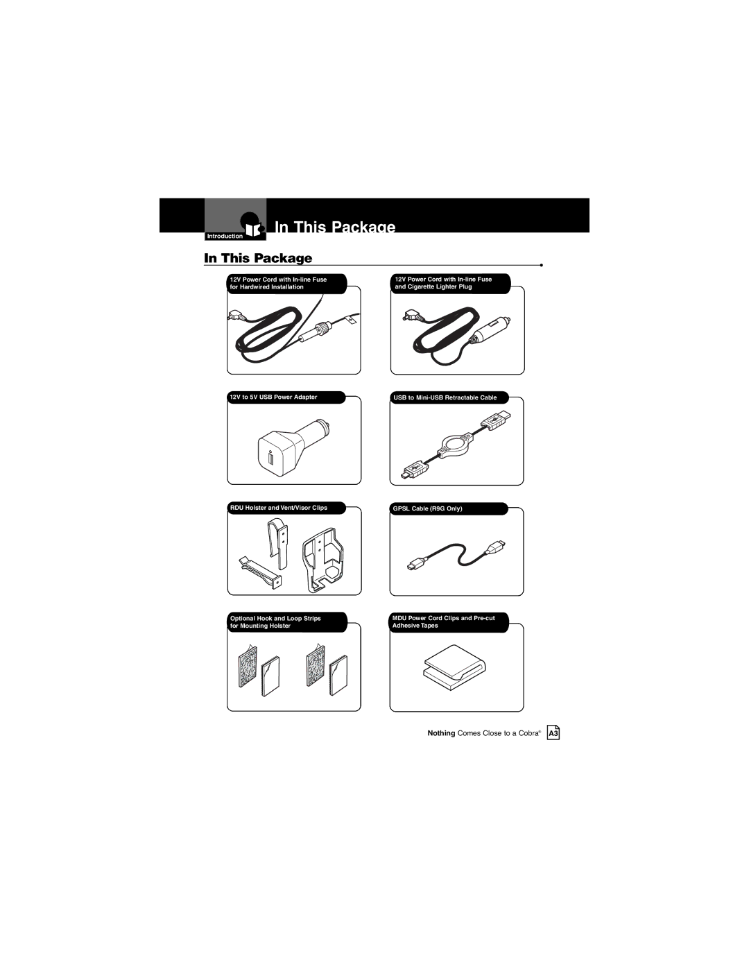 Cobra Electronics XRS R9G, XRS R7 manual This Package 