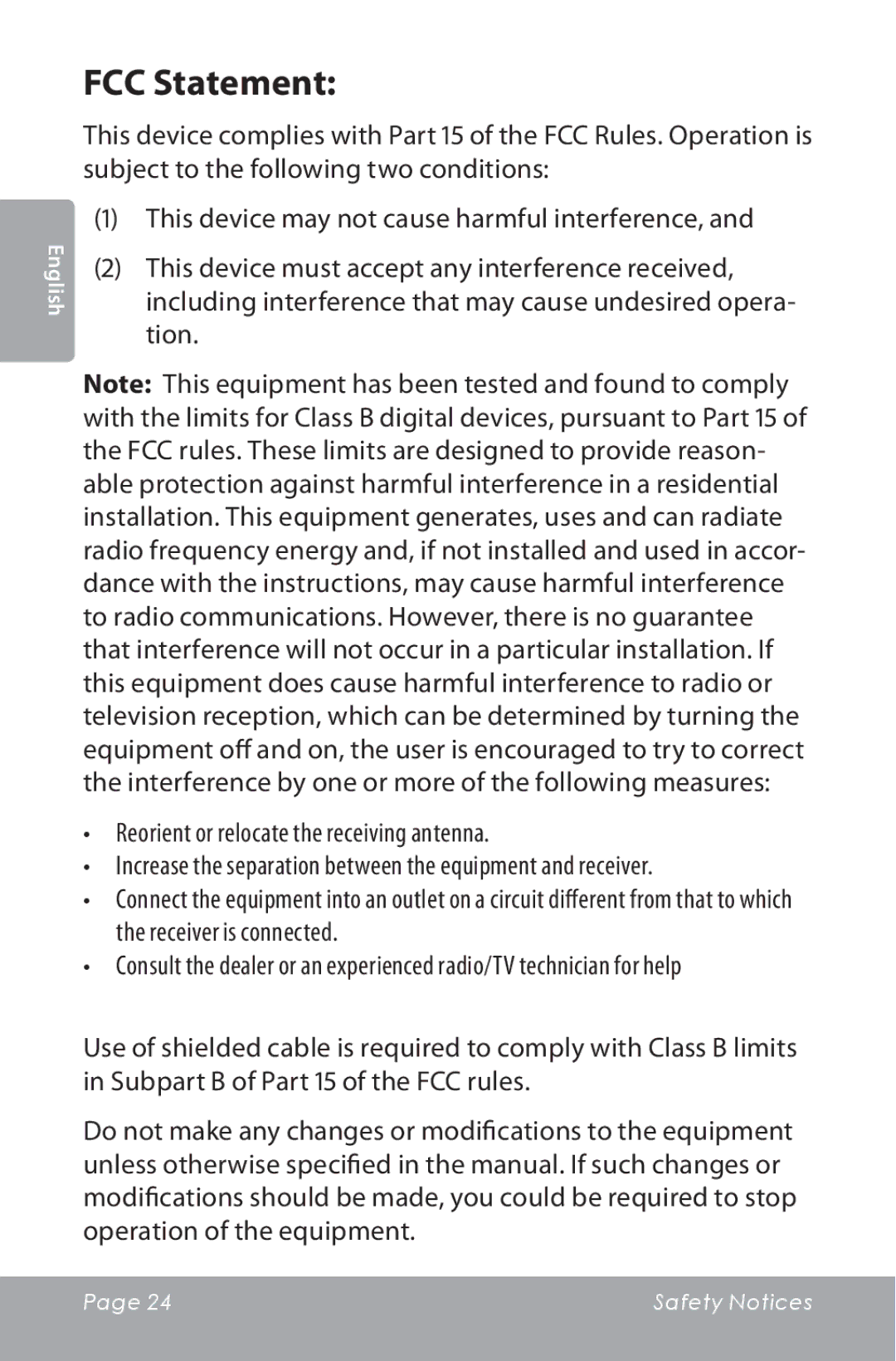 COBY electronic CAM3000 instruction manual FCC Statement 