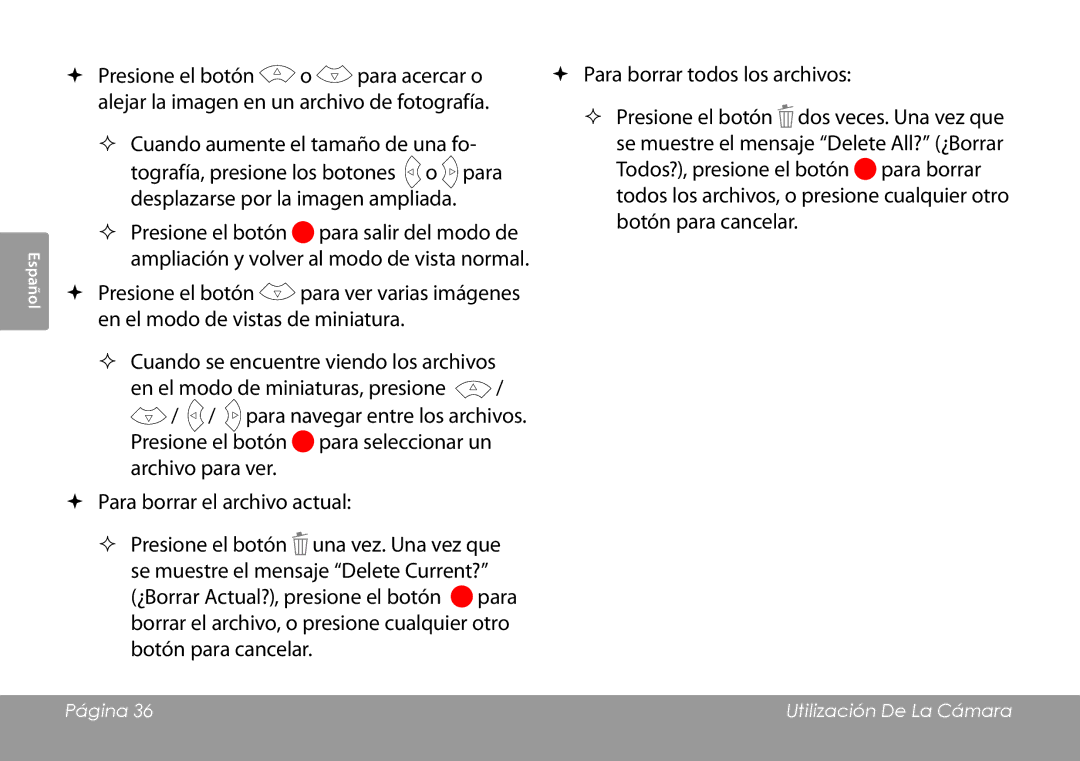 COBY electronic CAM3001 instruction manual Página Utilización De La Cámara 