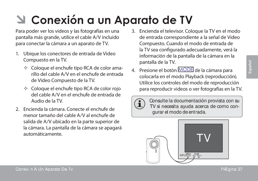 COBY electronic CAM3001 instruction manual Conexión a Un Aparato De Tv Página 