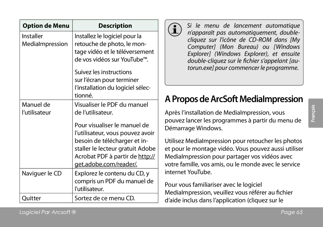 COBY electronic CAM3001 De vos vidéos sur YouTube, Suivez les instructions, Sur l’écran pour terminer, Tionné 