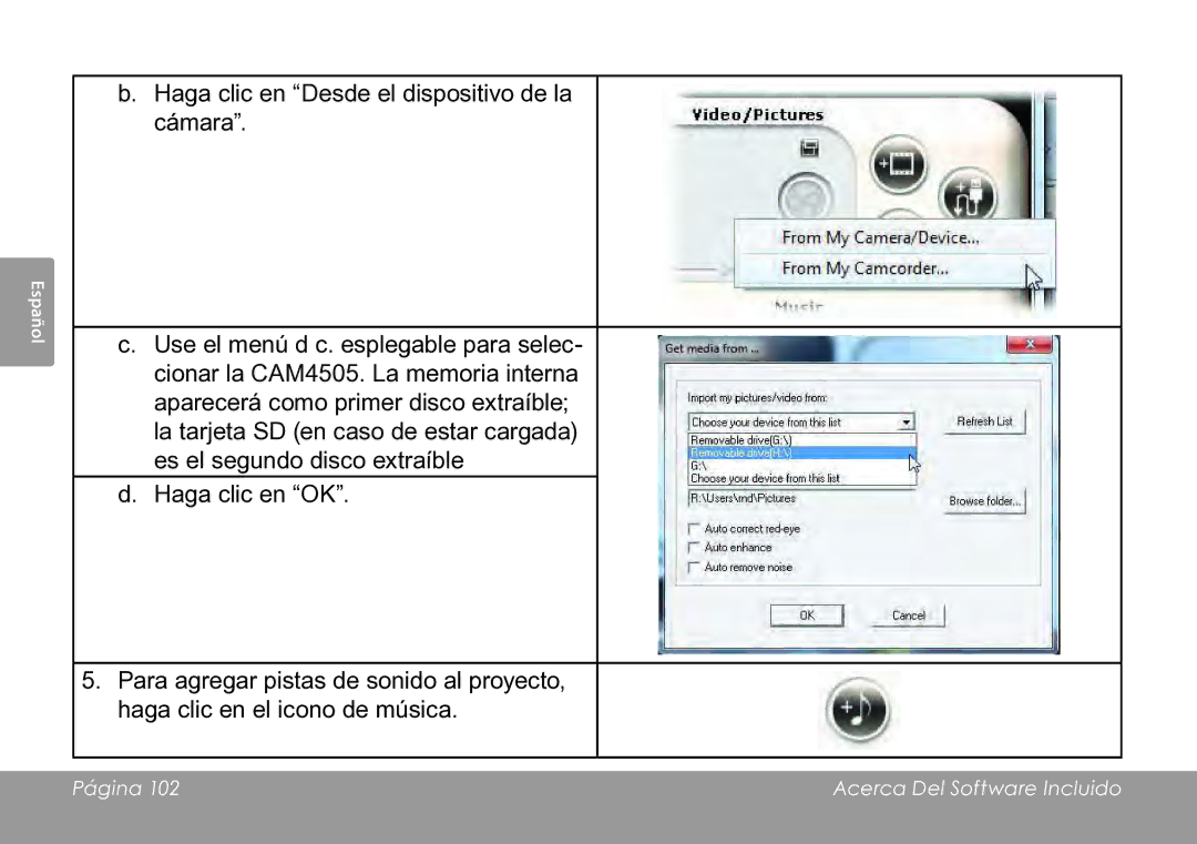 COBY electronic CAM3005 instruction manual Página Acerca Del Software Incluido 