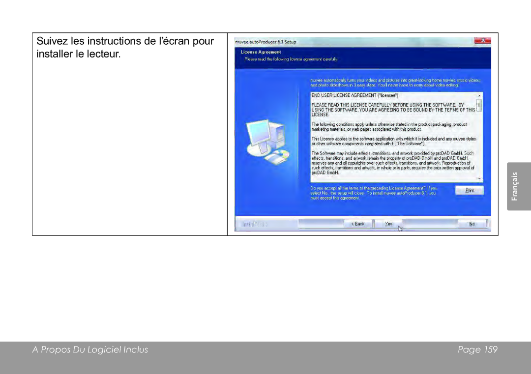 COBY electronic CAM3005 instruction manual Suivez les instructions de l’écran pour installer le lecteur 