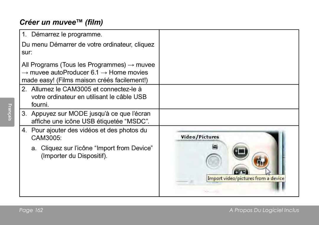 COBY electronic CAM3005 instruction manual Créer un muvee film 