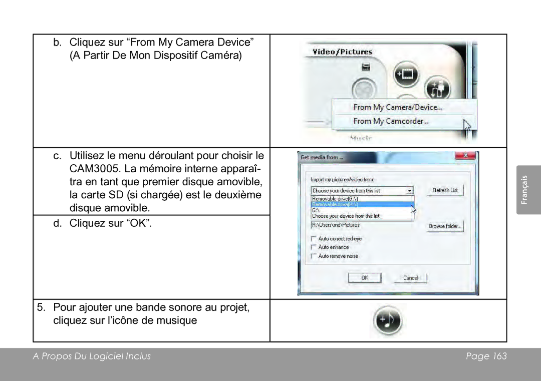 COBY electronic CAM3005 instruction manual Propos Du Logiciel Inclus 