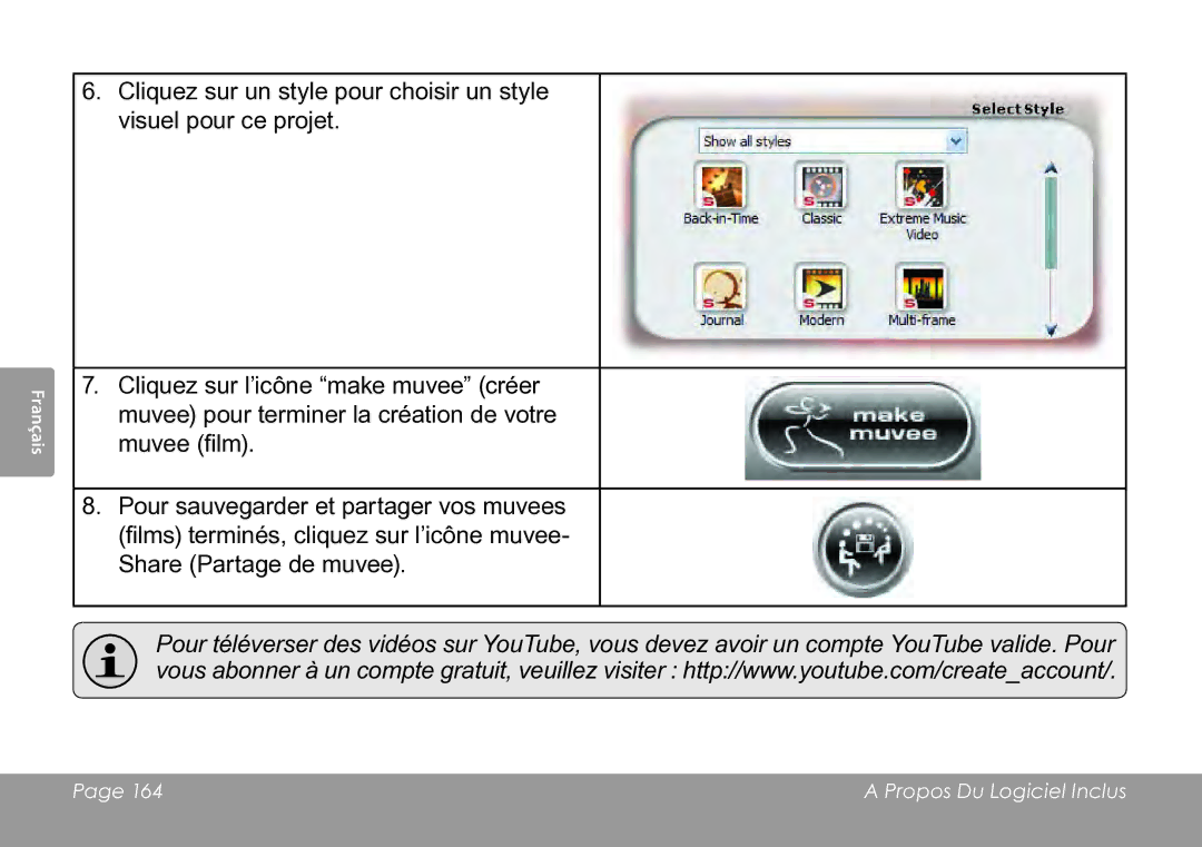 COBY electronic CAM3005 instruction manual Propos Du Logiciel Inclus 