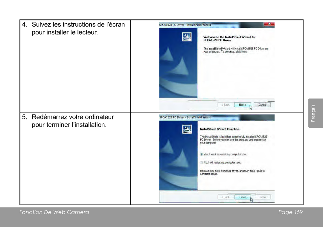 COBY electronic CAM3005 instruction manual Fonction De Web Camera 