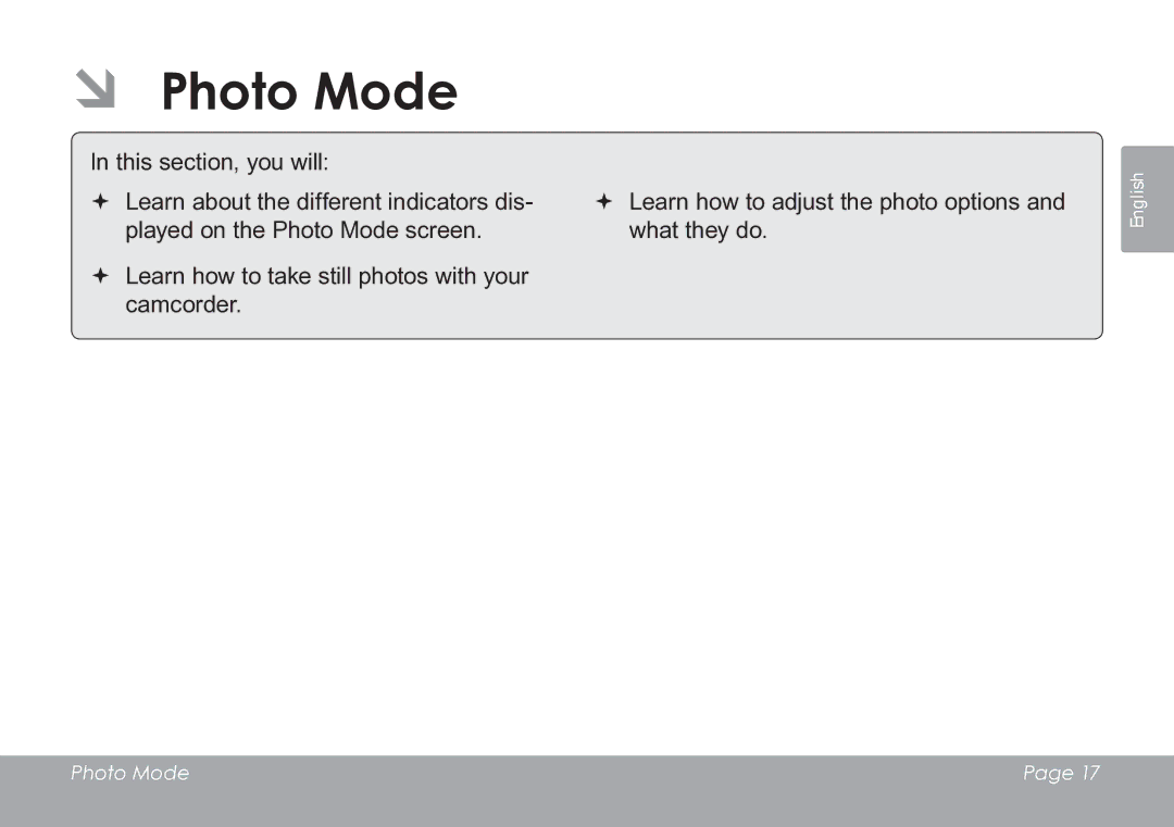 COBY electronic CAM3005 instruction manual ÂÂ Photo Mode 