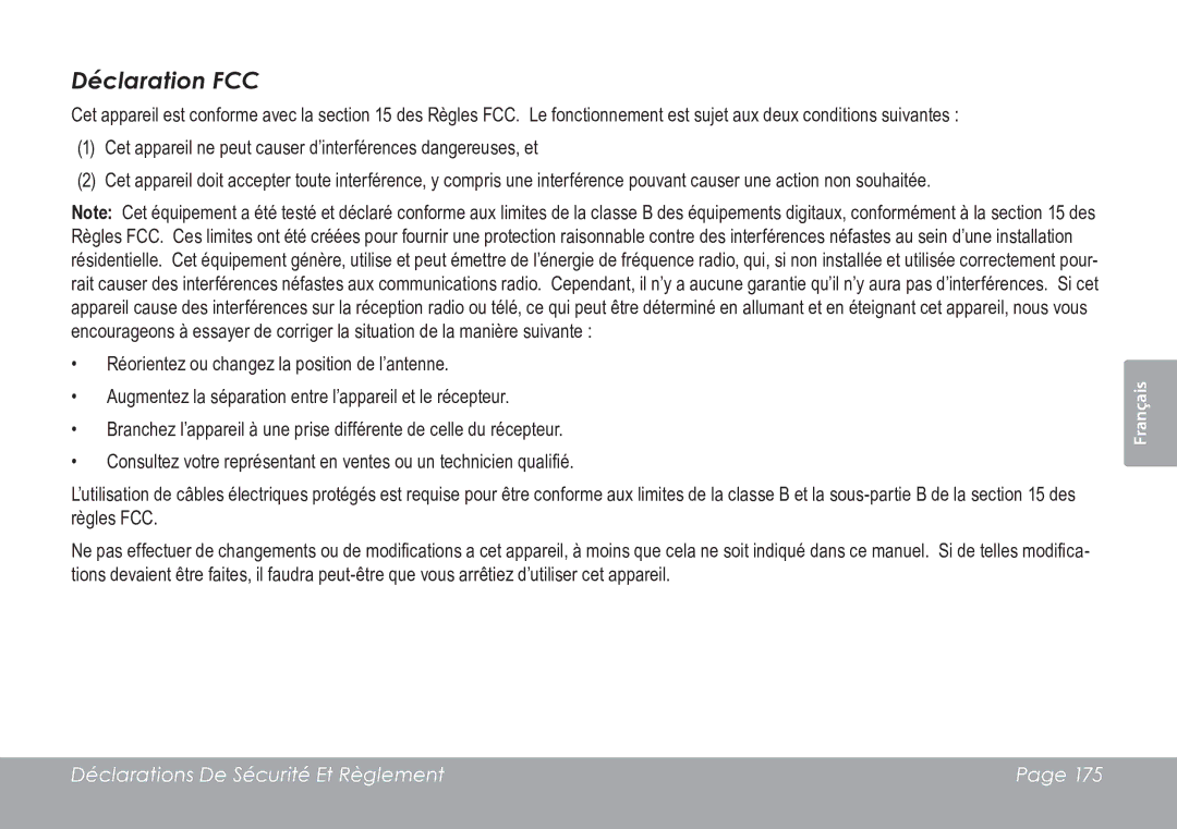 COBY electronic CAM3005 instruction manual Déclaration FCC 