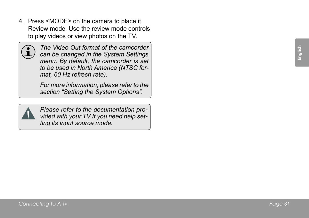 COBY electronic CAM3005 instruction manual Connecting To a Tv 