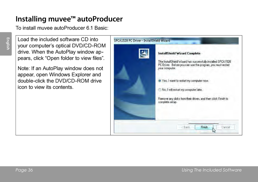 COBY electronic CAM3005 instruction manual Installing muvee autoProducer 