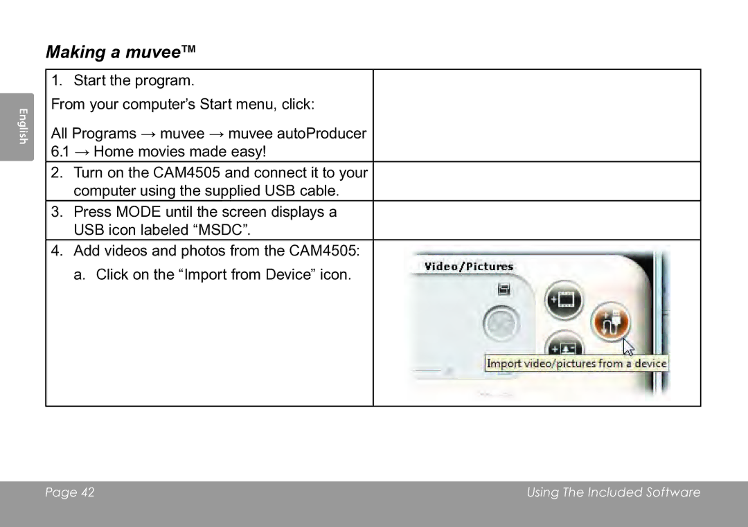 COBY electronic CAM3005 instruction manual Making a muvee 