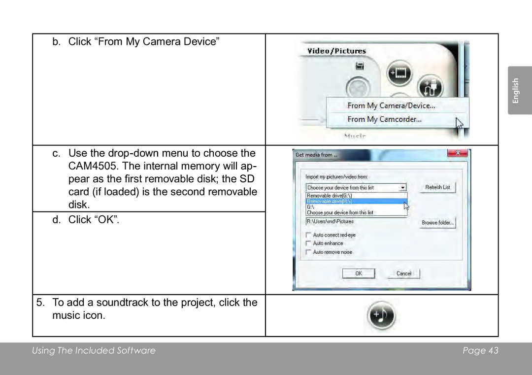 COBY electronic CAM3005 instruction manual Using The Included Software 