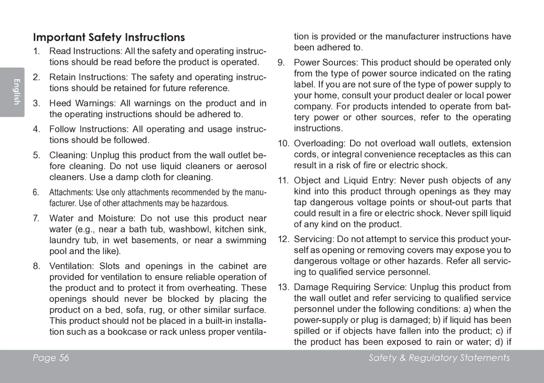 COBY electronic CAM3005 instruction manual Important Safety Instructions 