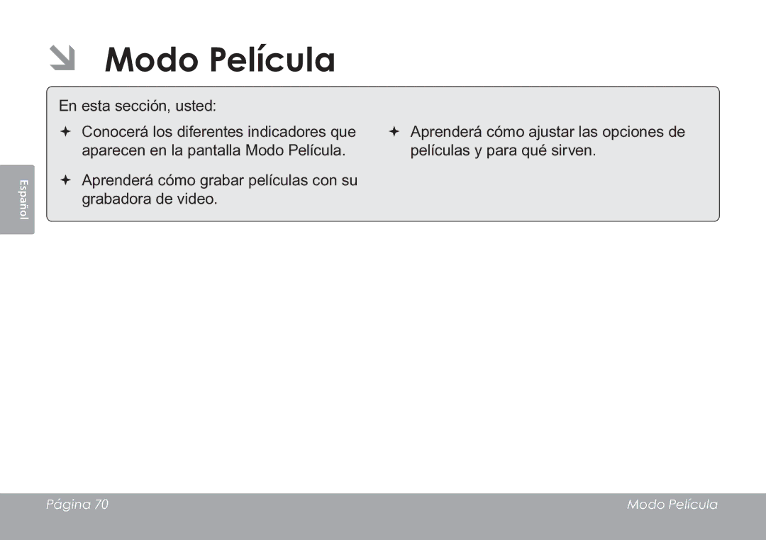 COBY electronic CAM3005 instruction manual ÂÂ Modo Película 