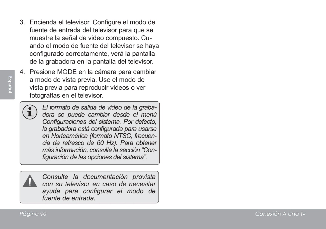 COBY electronic CAM3005 instruction manual Página Conexión a Una Tv 