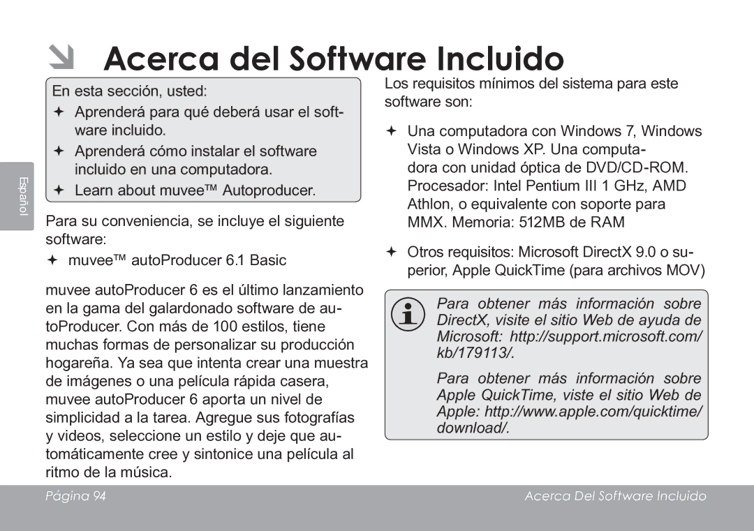 COBY electronic CAM3005 instruction manual ÂÂ Acerca del Software Incluido, Download 