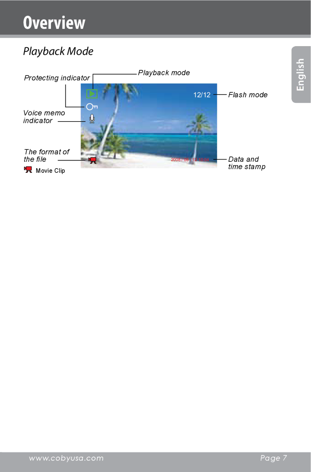 COBY electronic CAM4000 instruction manual Playback Mode 