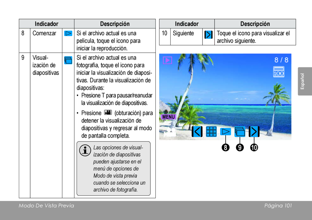 COBY electronic CAM4505 instruction manual La visualización de diapositivas 