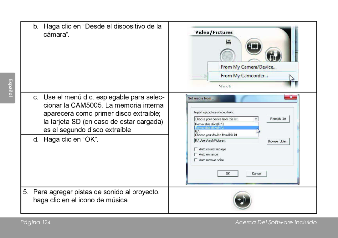 COBY electronic CAM4505 instruction manual Página Acerca Del Software Incluido 