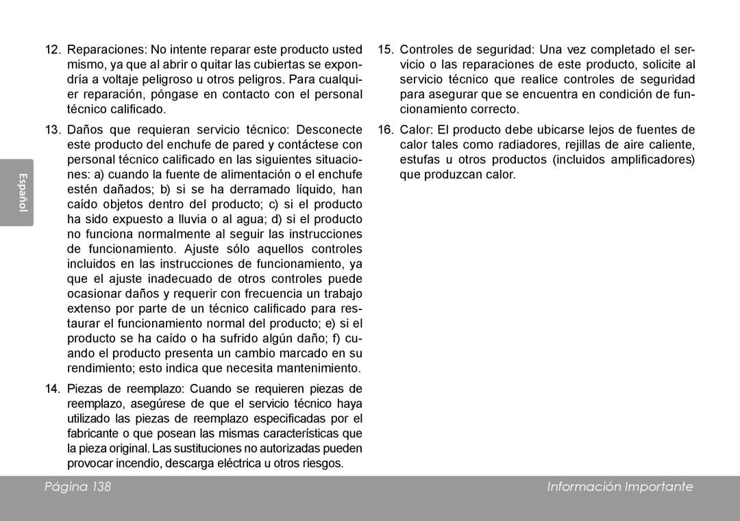 COBY electronic CAM4505 instruction manual Página Información Importante 