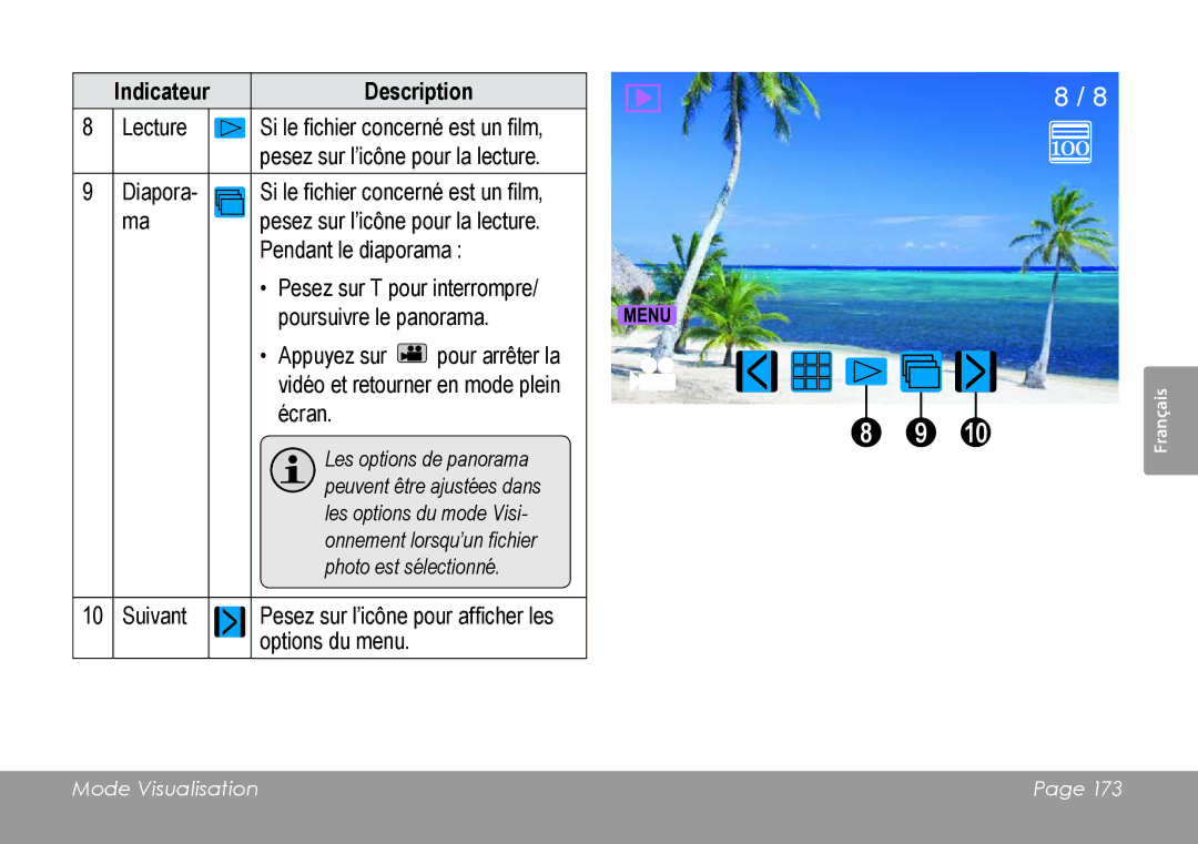 COBY electronic CAM4505 instruction manual Pendant le diaporama 