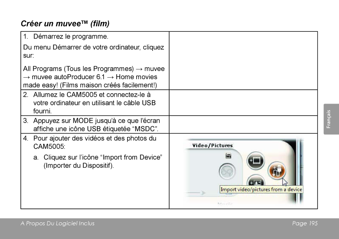 COBY electronic CAM4505 instruction manual Créer un muvee film 