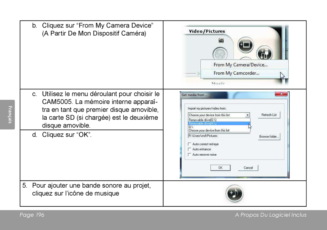 COBY electronic CAM4505 instruction manual Propos Du Logiciel Inclus 